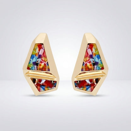 Stud Abstract Multicolor Mosaic Terrazzo Earrings
