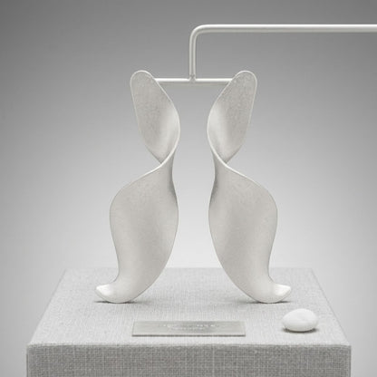 Drop Matte Silver 3D Twist Sculpted Earrings