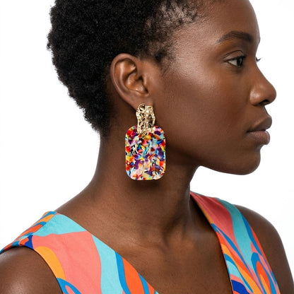 Drop Oversized Colorful Confetti Opulent Earrings