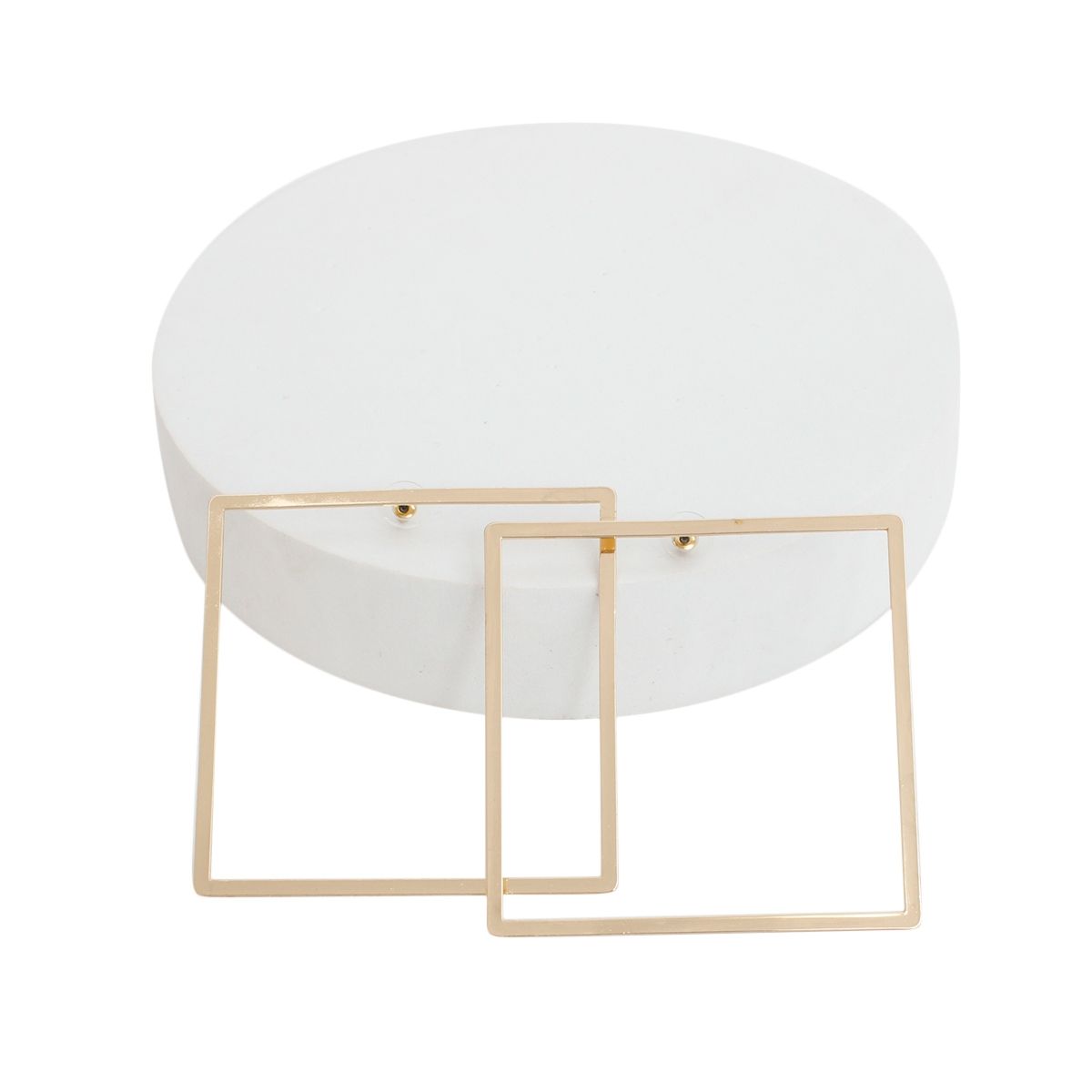 Stud Modern Gold Large Polished Square Earrings