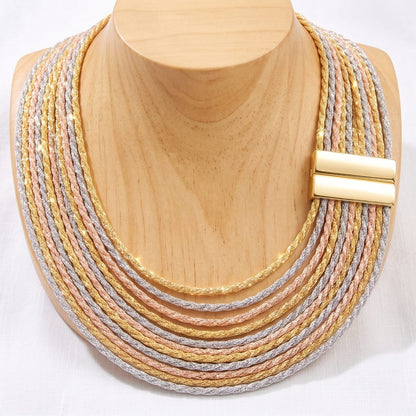 Mixed Metal Layered Magnetic Rope Chain Necklace