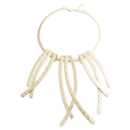 Matte Gold Abstract Rigid Fringe Choker Necklace