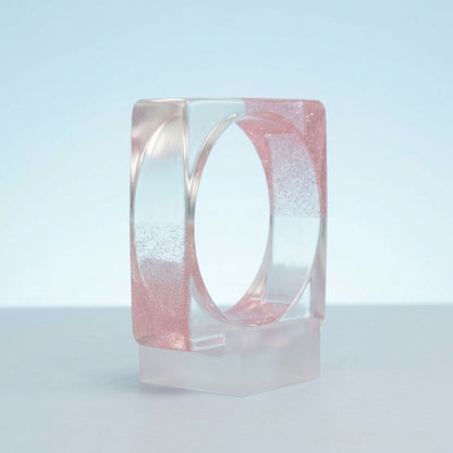 Bangle Pink Glitter and Clear Square Bracelet