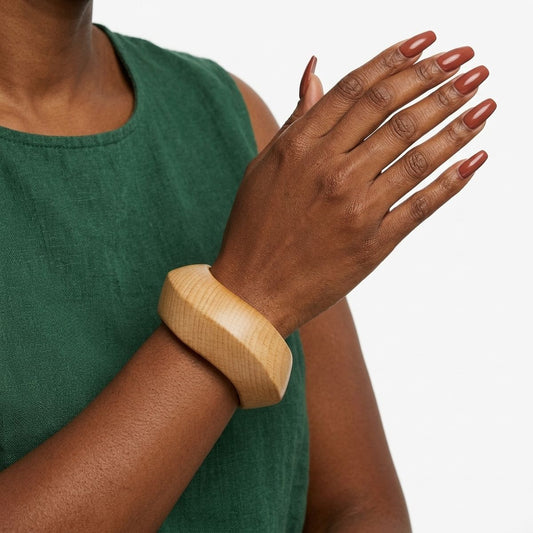 Bangle Light Wood Grain Wavy Profile Bracelet