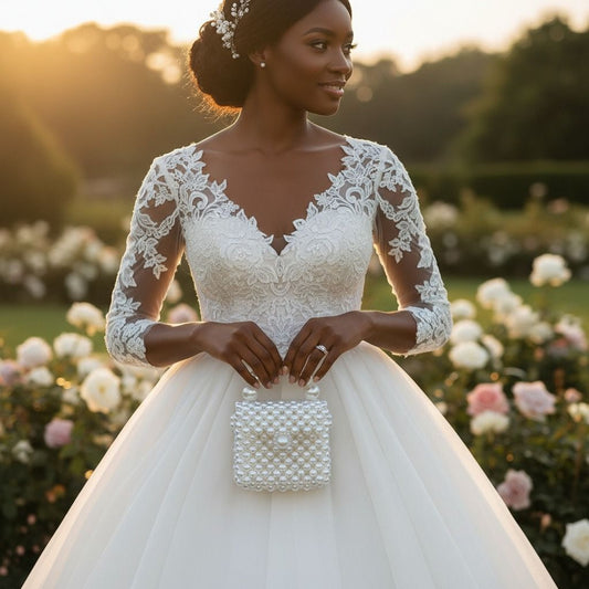 Micro Top Handle Cream Pearl Woven Handmade Bag