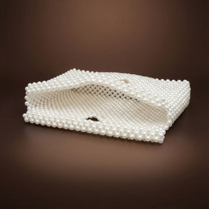 Clutch Cream Pearl Open Top Handmade Bag