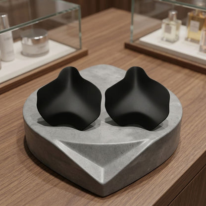Black Matte Coating Sculpted Stud Earrings