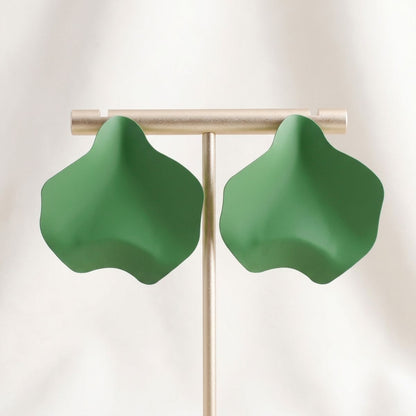 Green Matte Coating Sculpted Stud Earrings