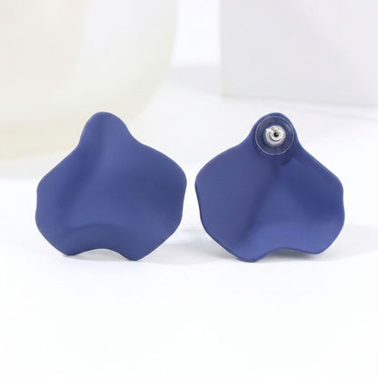 Royal Blue Matte Coating Sculpted Stud Earrings