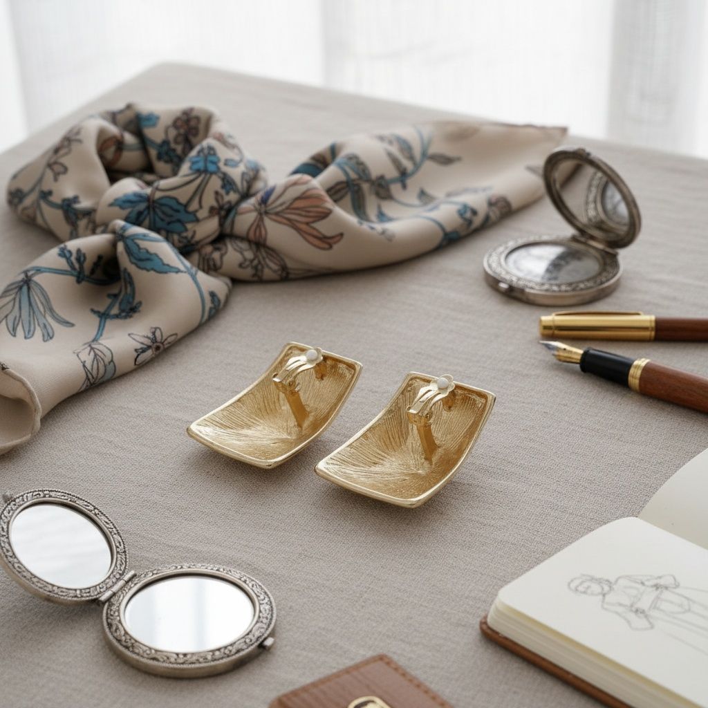 Clip On Geometric Hammered Chunky Gold Earrings