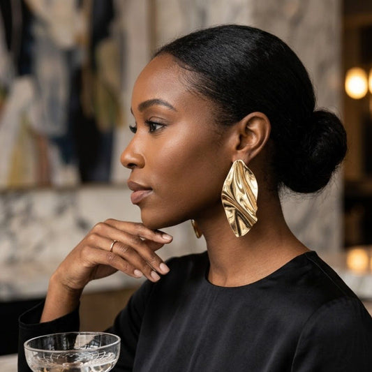 Clip On Gold Mirror Polish Melted Metal Earrings