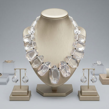 Toggle Chunky Clear Bead Cord Tribal Necklace