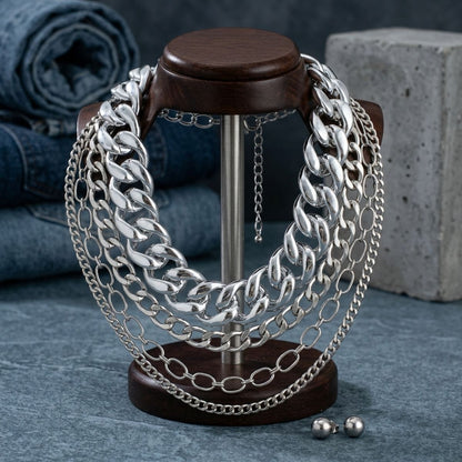 Silver Multi Link Style 4 Layer Chain Necklace