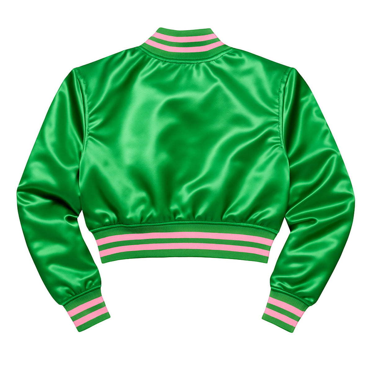 AKA Greek Apparel M Cropped Satin Varsity Jacket