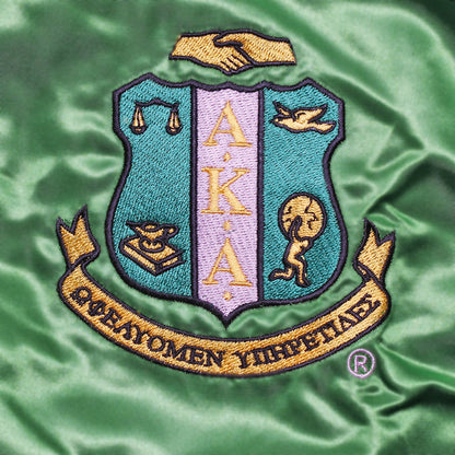 AKA Greek Apparel M Cropped Satin Varsity Jacket