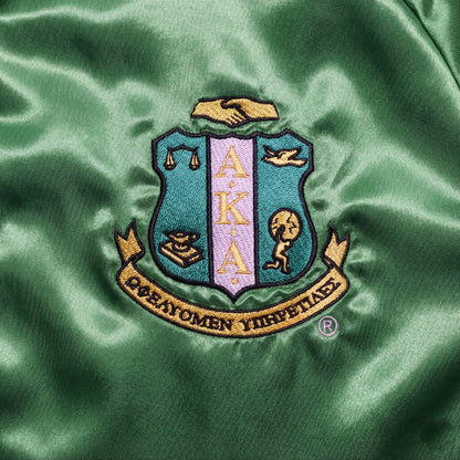 AKA Greek Apparel S Cropped Satin Varsity Jacket