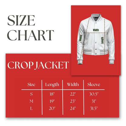 DST Greek Apparel S Cropped Satin Varsity Jacket