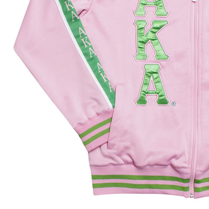 AKA Greek Apparel L Pink Zip Up Track Jacket