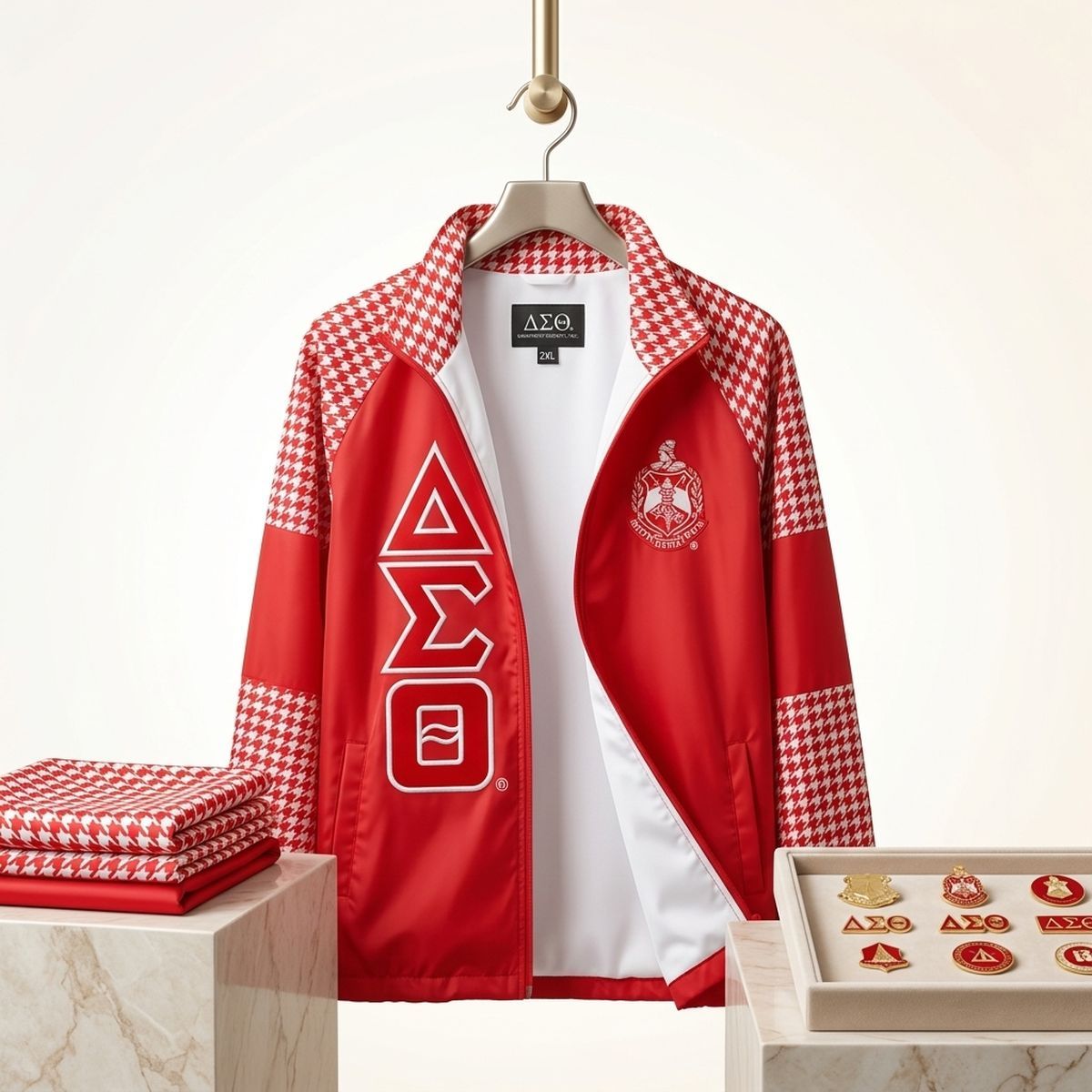 DST Greek Apparel Large Red Windbreaker Jacket