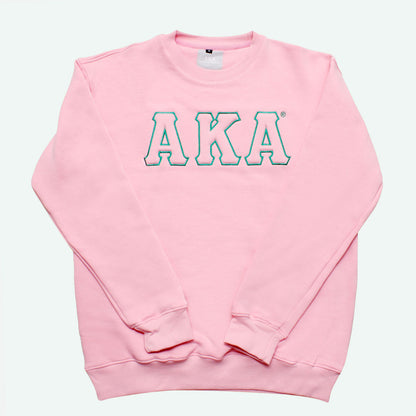 AKA Greek Gear L Pink Embroidered Crew Sweatshirt