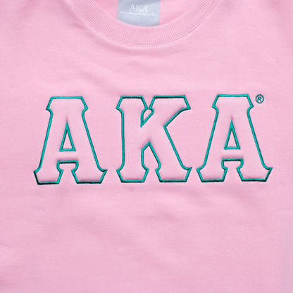 AKA Greek Gear M Pink Embroidered Crew Sweatshirt