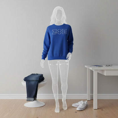 ZPB Greek Gear XL Blue Embroidered Crew Sweatshirt