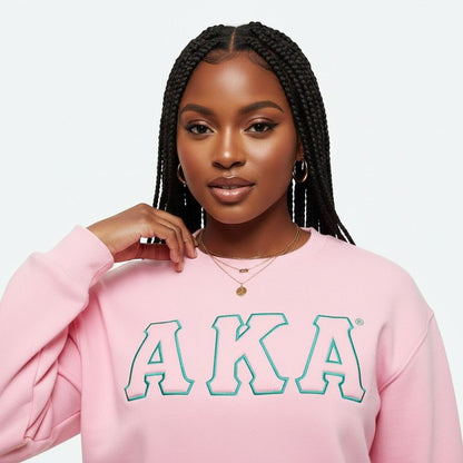 AKA Greek Gear XL Pink Embroidered Crew Sweatshirt