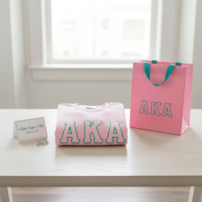 AKA Greek Gear XL Pink Embroidered Crew Sweatshirt