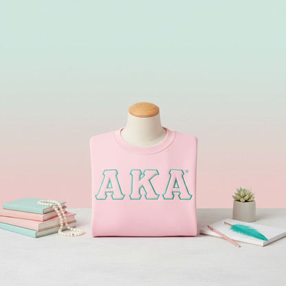 AKA Greek Gear M Pink Embroidered Crew Sweatshirt
