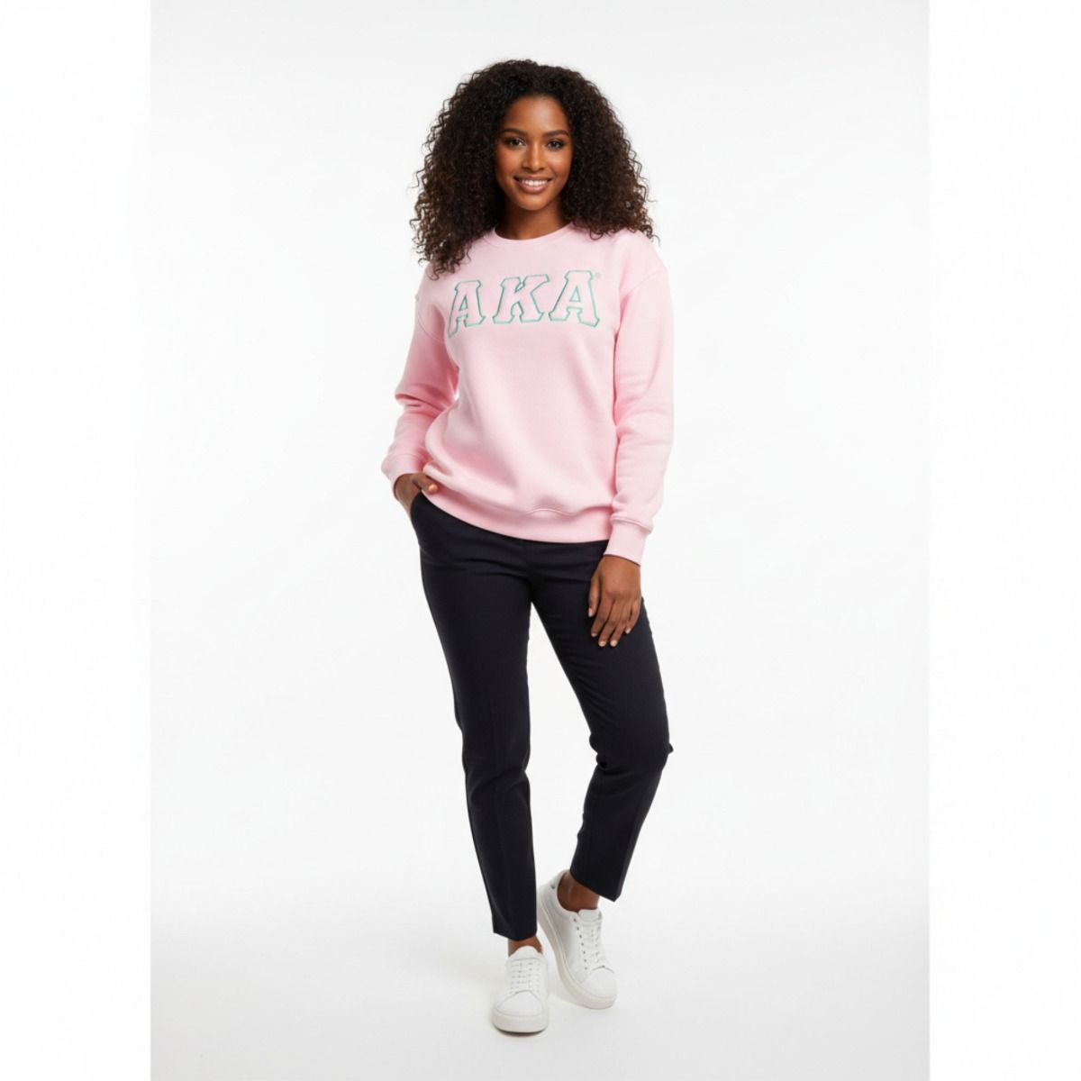 AKA Greek Gear XL Pink Embroidered Crew Sweatshirt