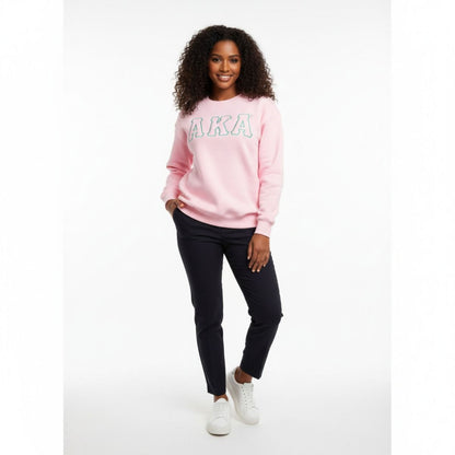 AKA Greek Gear XL Pink Embroidered Crew Sweatshirt