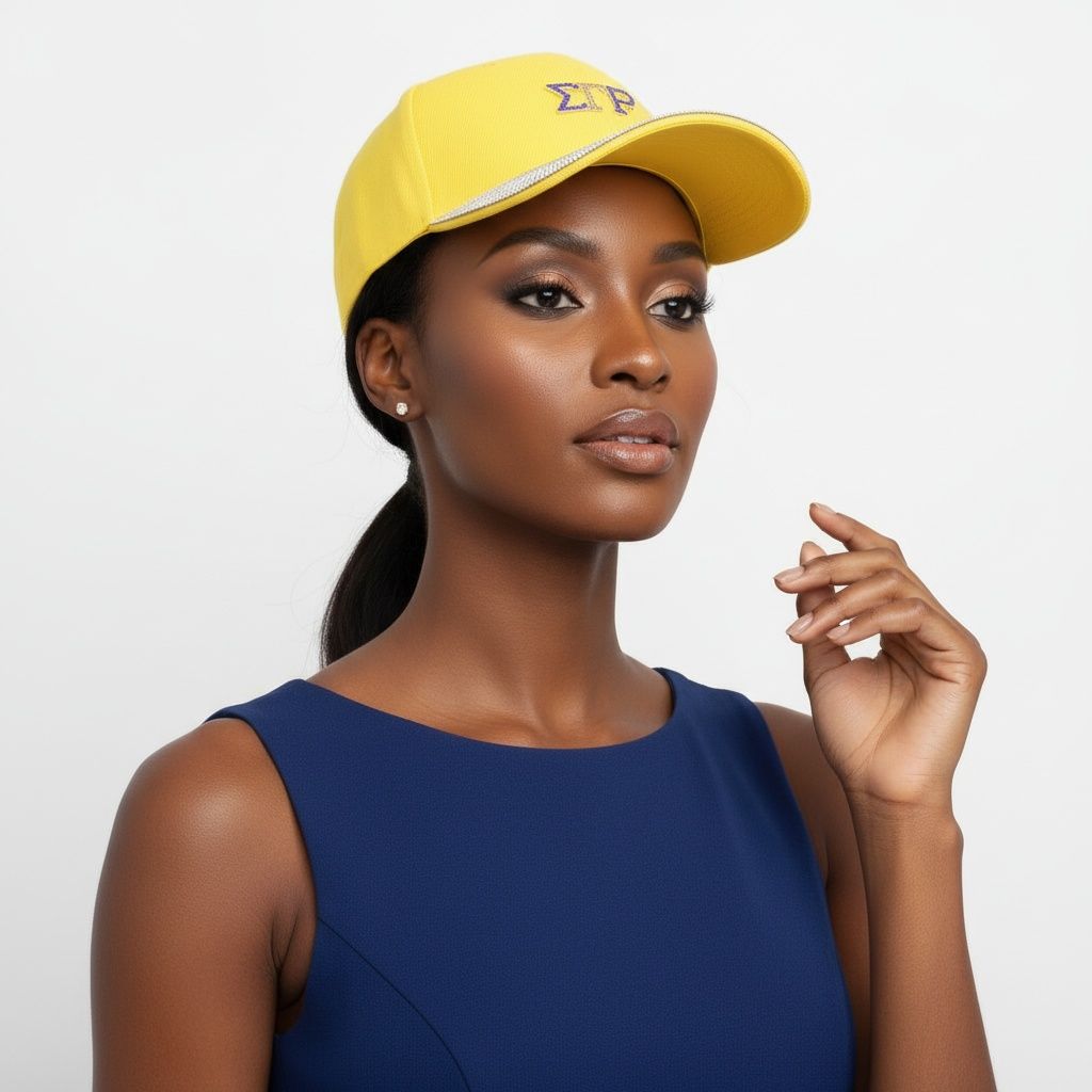 SGRHO Yellow Canvas Baseball Cap Rhinestone Brim