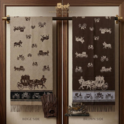 Faux Cashmere Brown Black Motif Rectangle Scarf