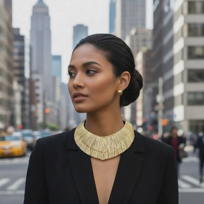 “All Wired Up” Gold Wire Wrapped Choker Necklace Set