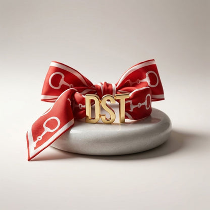 DST Gold Letter Red White Horsebit Scarf Bracelet
