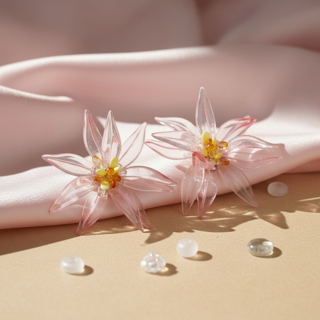 Stud Light Pink Tropical Flower Oversized Earrings