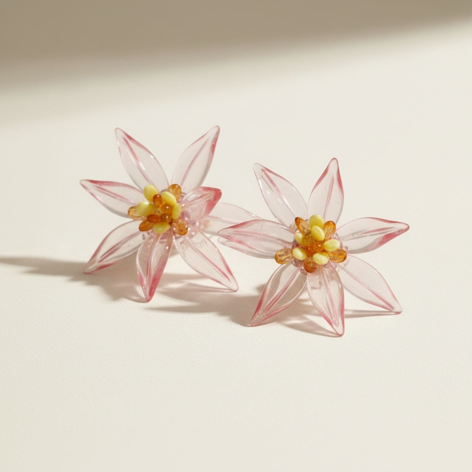 Stud Light Pink Tropical Flower Oversized Earrings