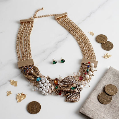 Opulent African Elephant Multicolor Collar Necklace