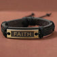 Men’s Black Vintage Leather Faith Braided Wrap Bracelet