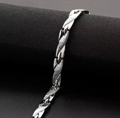 Unisex Silver Titanium Magnetic Bracelet